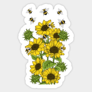 Sunflowers And Bees Art Sticker